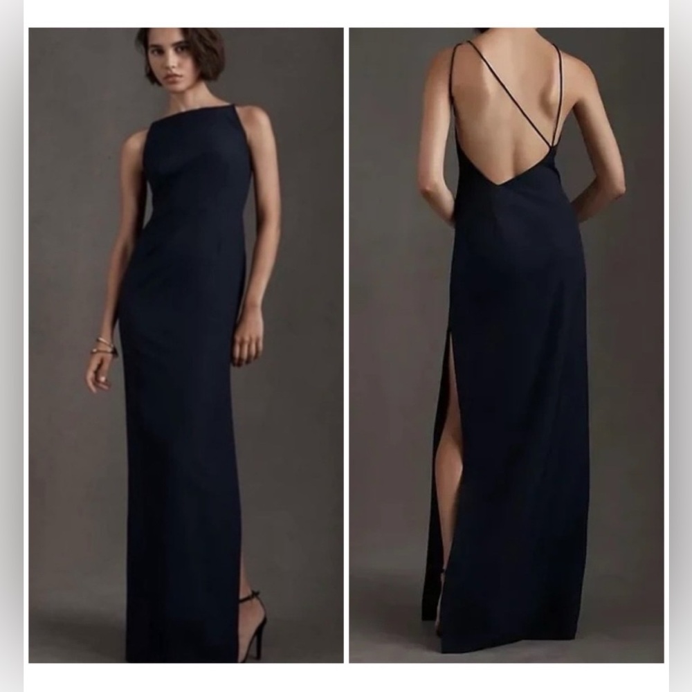 BHLDN Marta Navy Backless Gown